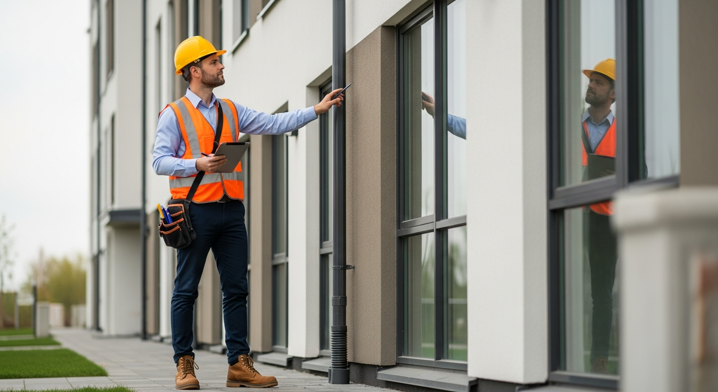 Engineering professional conducting building inspection